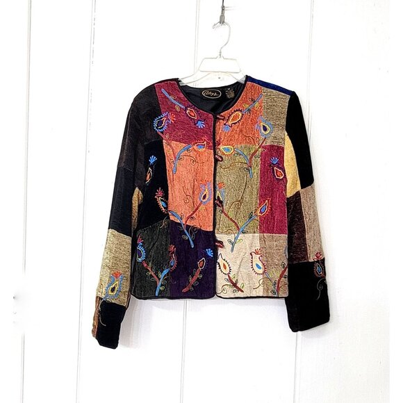 Alex Kin Art To Wear Embroidered Patchwork Chenille Jacket - Picture 1 of 6